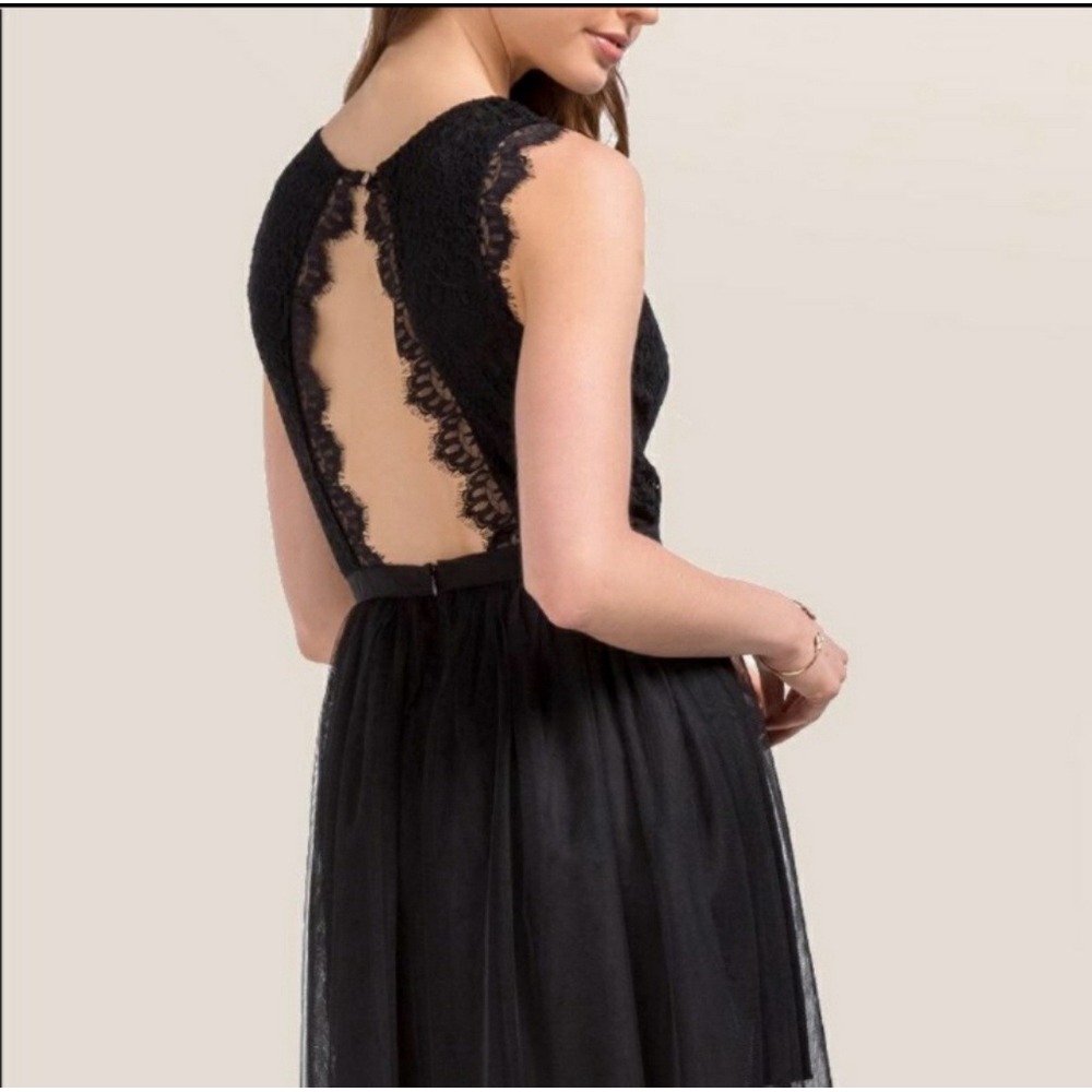Francesca's Black Lace Open Back Tulle Mini Dress XS Women's NEW Goth Punk Glam - Picture 2 of 10